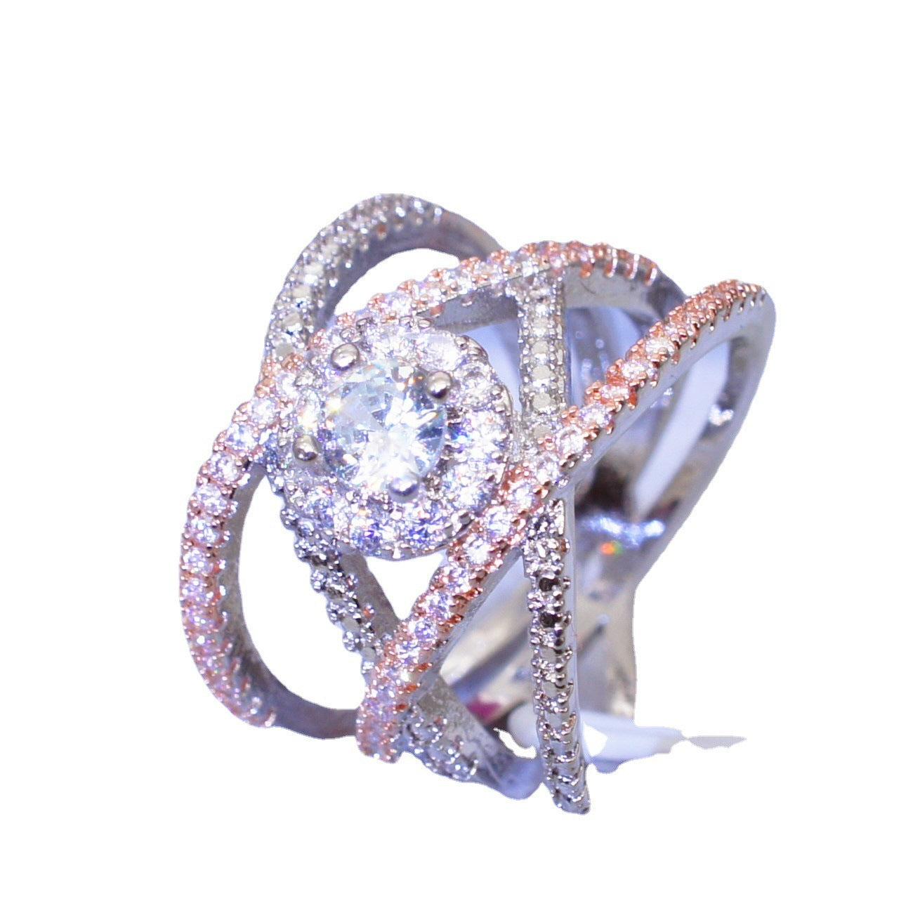 Europe And America Creative Cross Zircon Engagement Ring