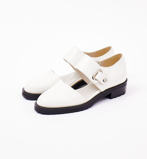 Spring Leisure Low Heel Square Heel Round Head Buckle Oversized Shoes