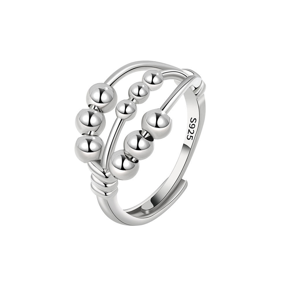 Open Adjustable Three-layer Beaded Decompression Anxiety Ring
