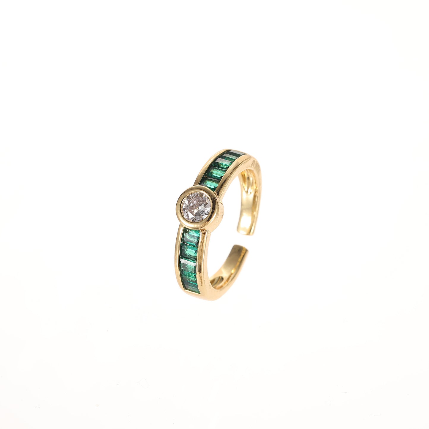 Ring Female European And American Micro Inlaid Emerald Zircon With Diamond