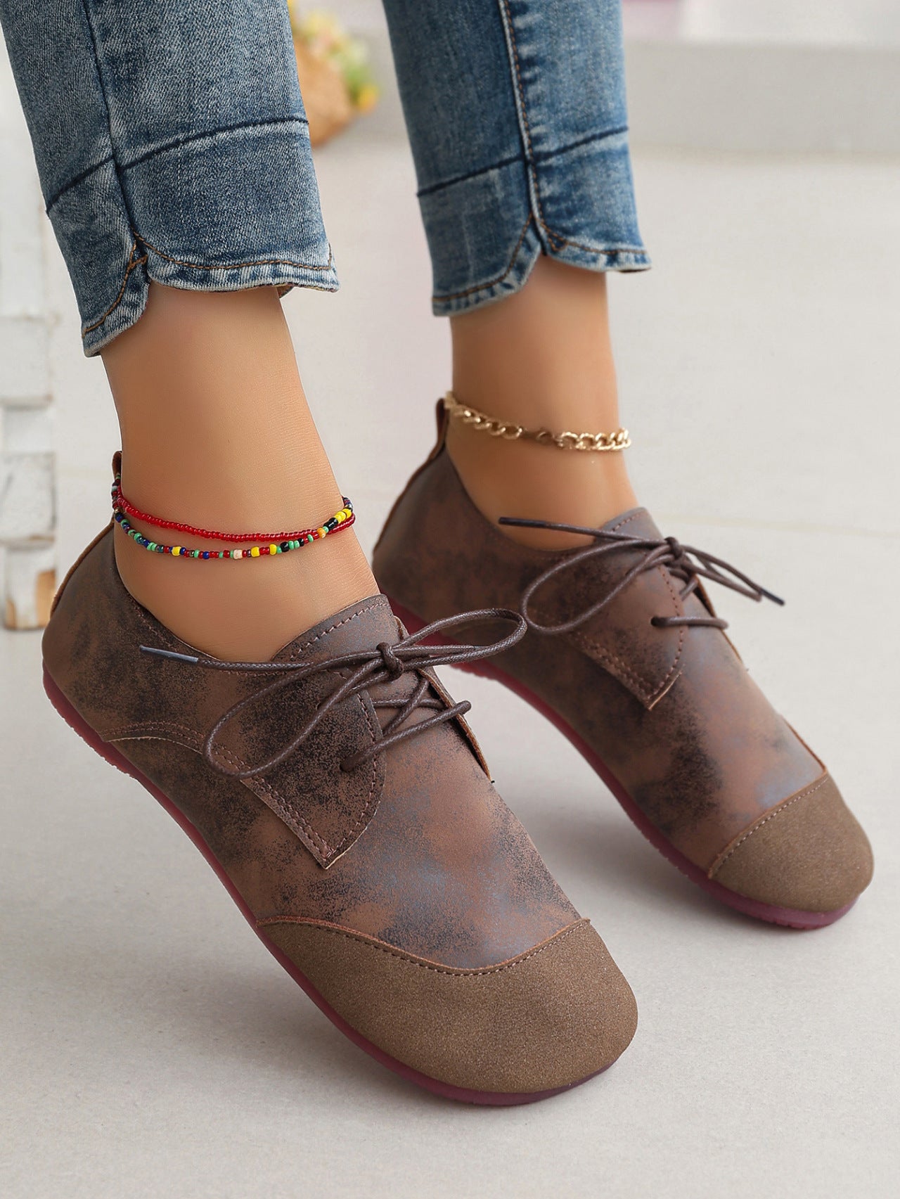 Flat Retro Soft Leather Western Style Slip-on Loafers Small Leather Shoes