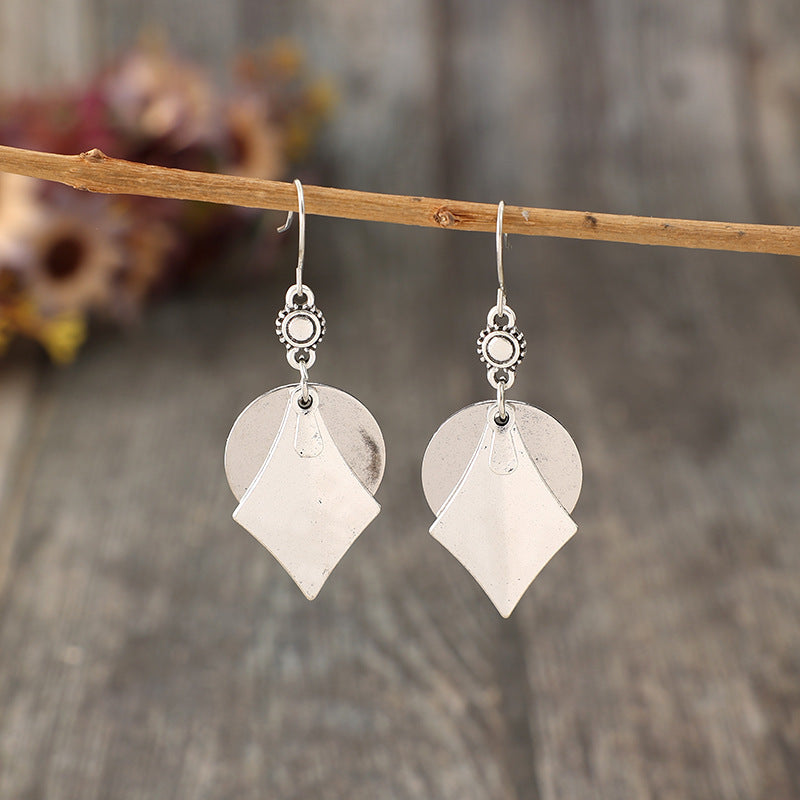 New Simple Style Geometric Metal Alloy Earrings Layered Retro Personality