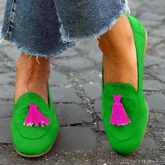 Spring And Autumn Flat Round Head Shallow Mouth Tassel Casual Pumps Women