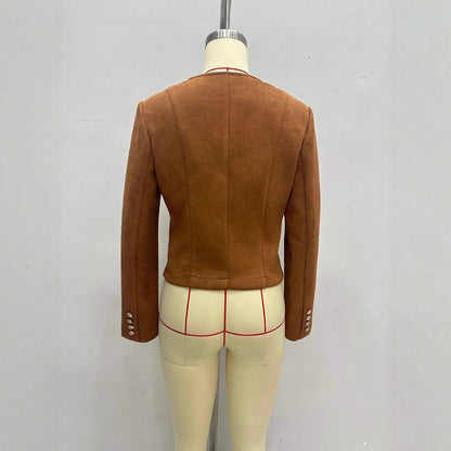 Single-breasted Short All-match New Suede Jacket