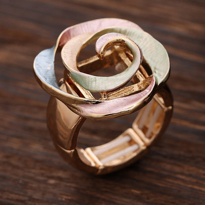 Enamel Geometric Flower Stretch Ring