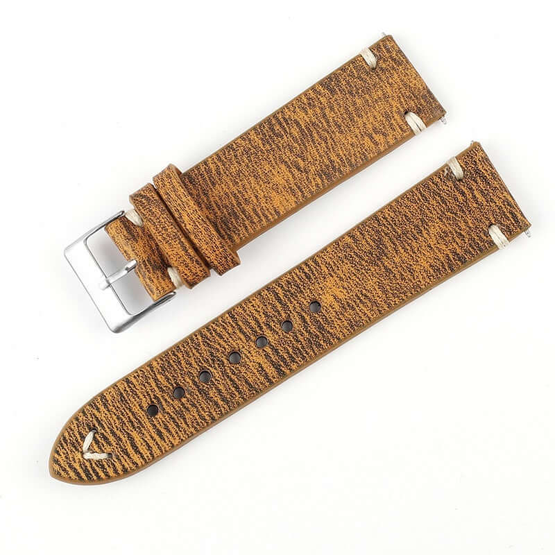 Versatile Retro Cowneck Patterned Leather Watch Strap
