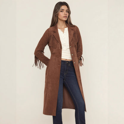 Fashion Long Tassel Design Easy Matching Coat