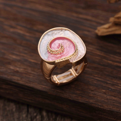 Enamel Geometric Flower Stretch Ring