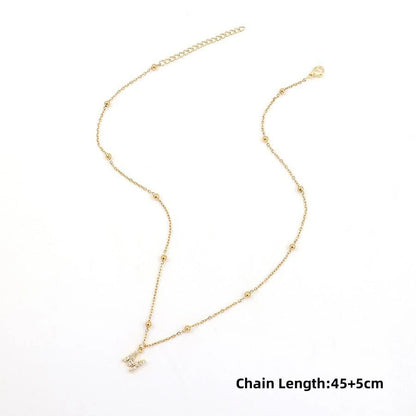Light Luxury Diamond 26 Letter Necklace Fashion Copper Micro Zircon-inlaid Pendant