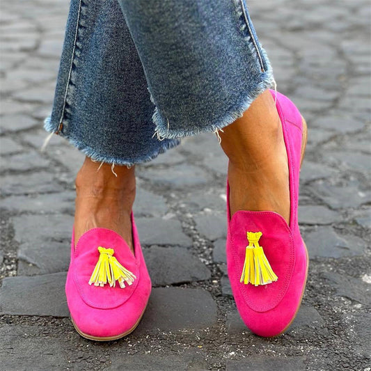 Spring And Autumn Flat Round Head Shallow Mouth Tassel Casual Pumps Women