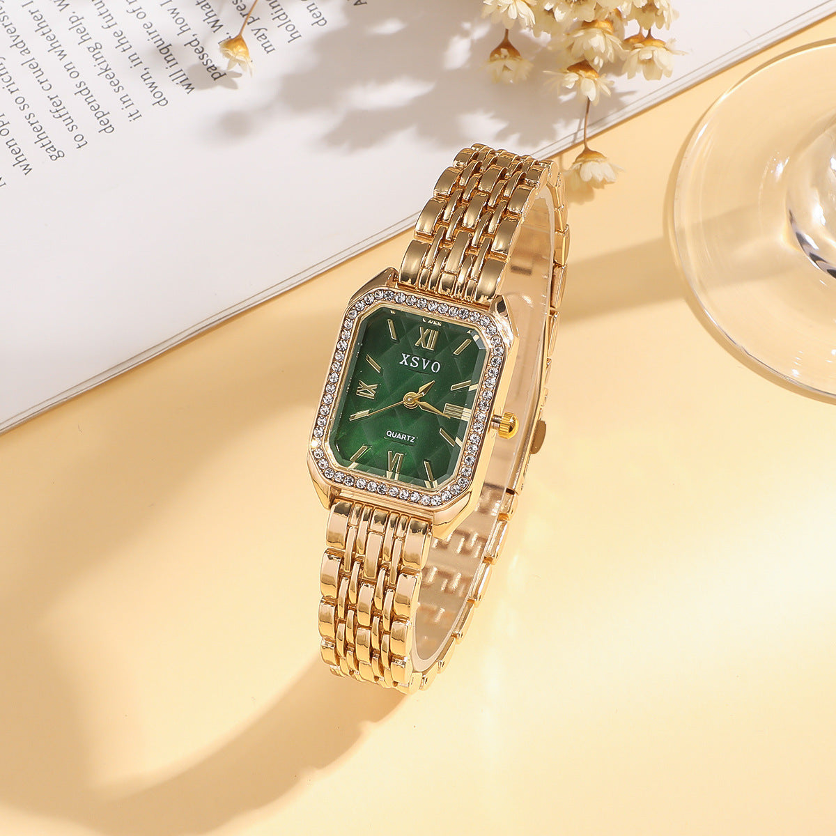 Wild Emerald Square Steel Watch Gift Set 5pcs