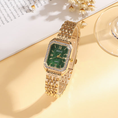 Wild Emerald Square Steel Watch Gift Set 5pcs