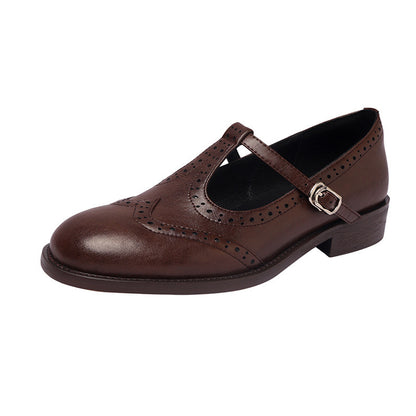 Retro Round Head T Shape Mary Jane Shoes Women