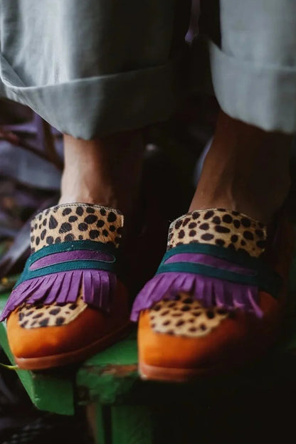 Spring New Square Toe Large Size Tassel Slip-on Shoes
