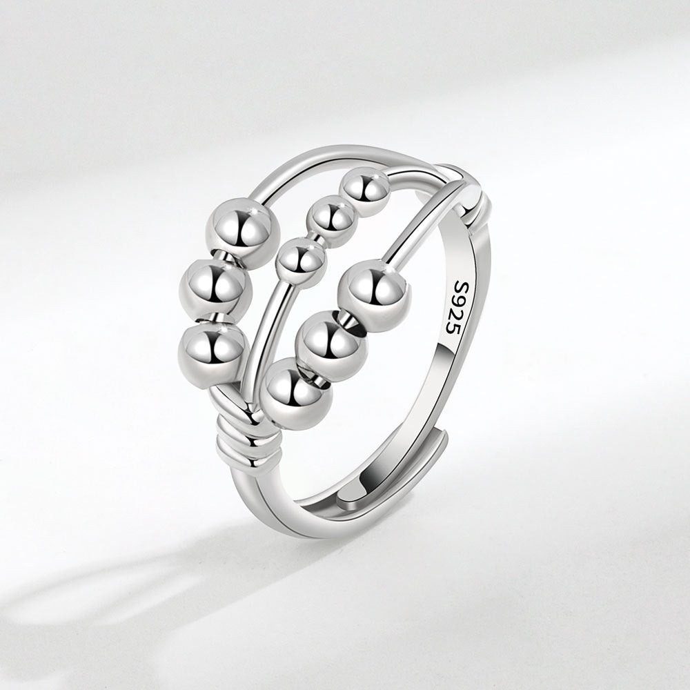 Open Adjustable Three-layer Beaded Decompression Anxiety Ring