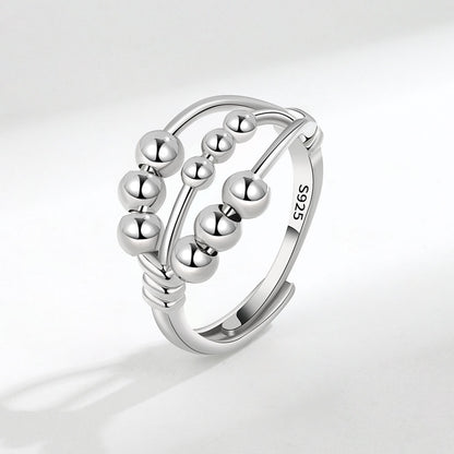 Open Adjustable Three-layer Beaded Decompression Anxiety Ring
