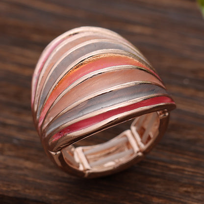 Enamel Geometric Flower Stretch Ring