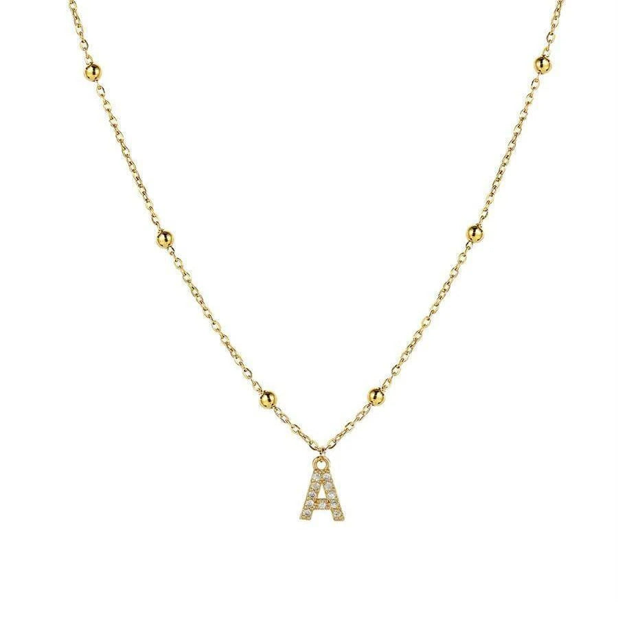 Light Luxury Diamond 26 Letter Necklace Fashion Copper Micro Zircon-inlaid Pendant