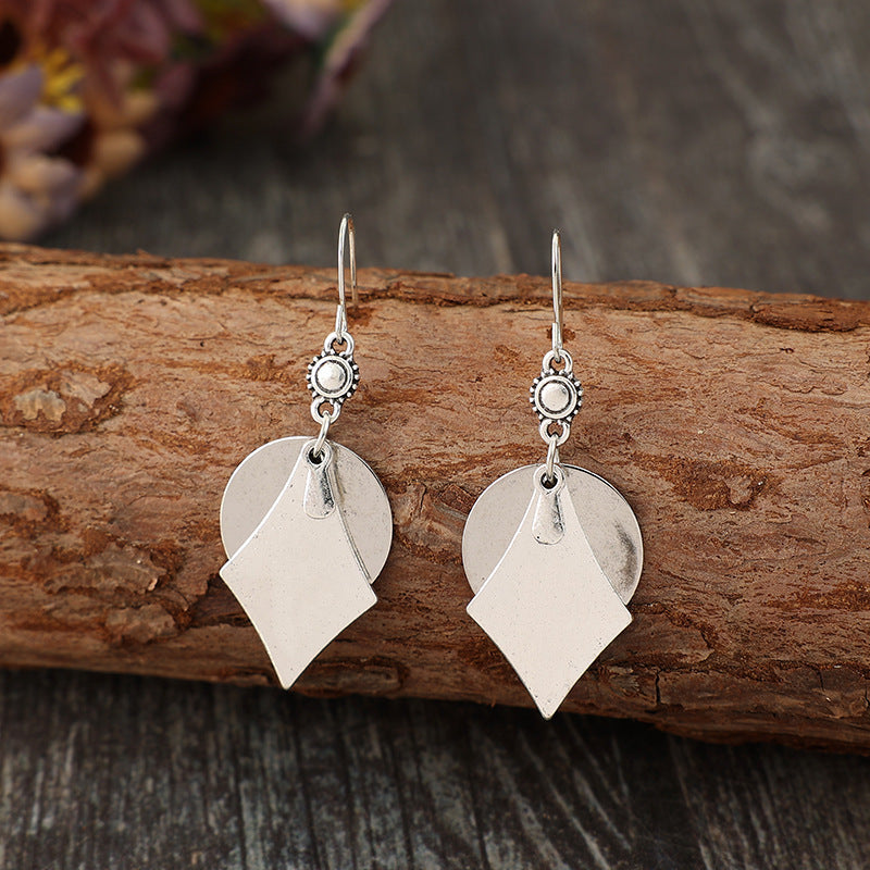 New Simple Style Geometric Metal Alloy Earrings Layered Retro Personality