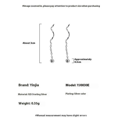 Niche Design S925 Silver Wavy Ball Hanging Earrings