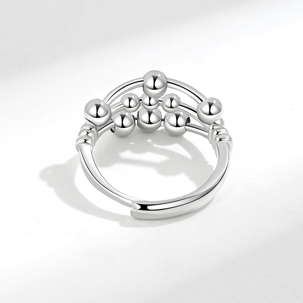 Open Adjustable Three-layer Beaded Decompression Anxiety Ring