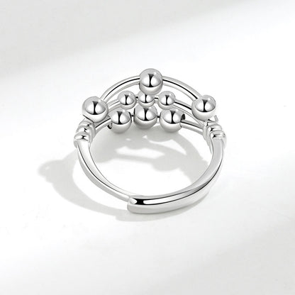 Open Adjustable Three-layer Beaded Decompression Anxiety Ring