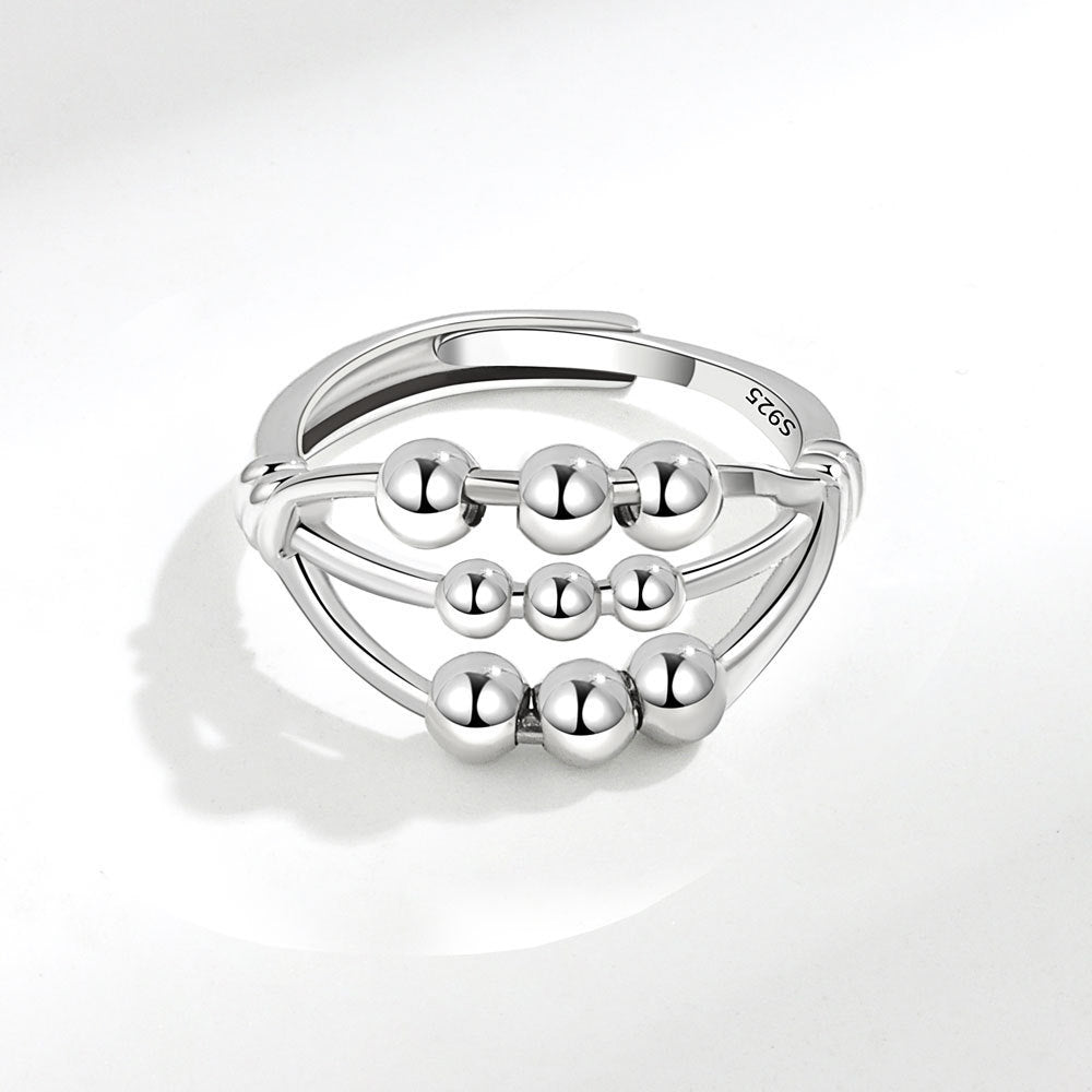Open Adjustable Three-layer Beaded Decompression Anxiety Ring