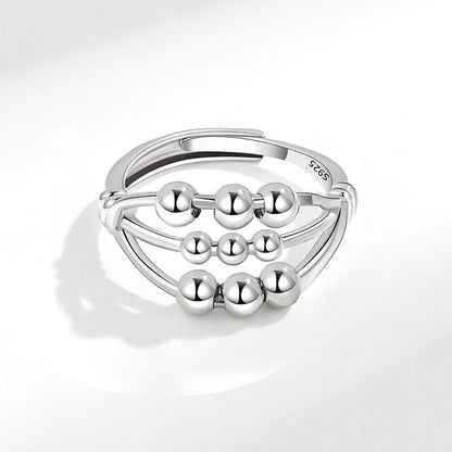 Open Adjustable Three-layer Beaded Decompression Anxiety Ring