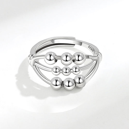 Open Adjustable Three-layer Beaded Decompression Anxiety Ring