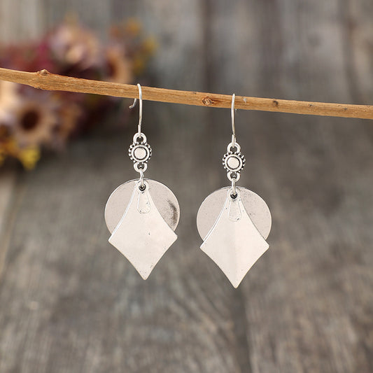 New Simple Style Geometric Metal Alloy Earrings Layered Retro Personality