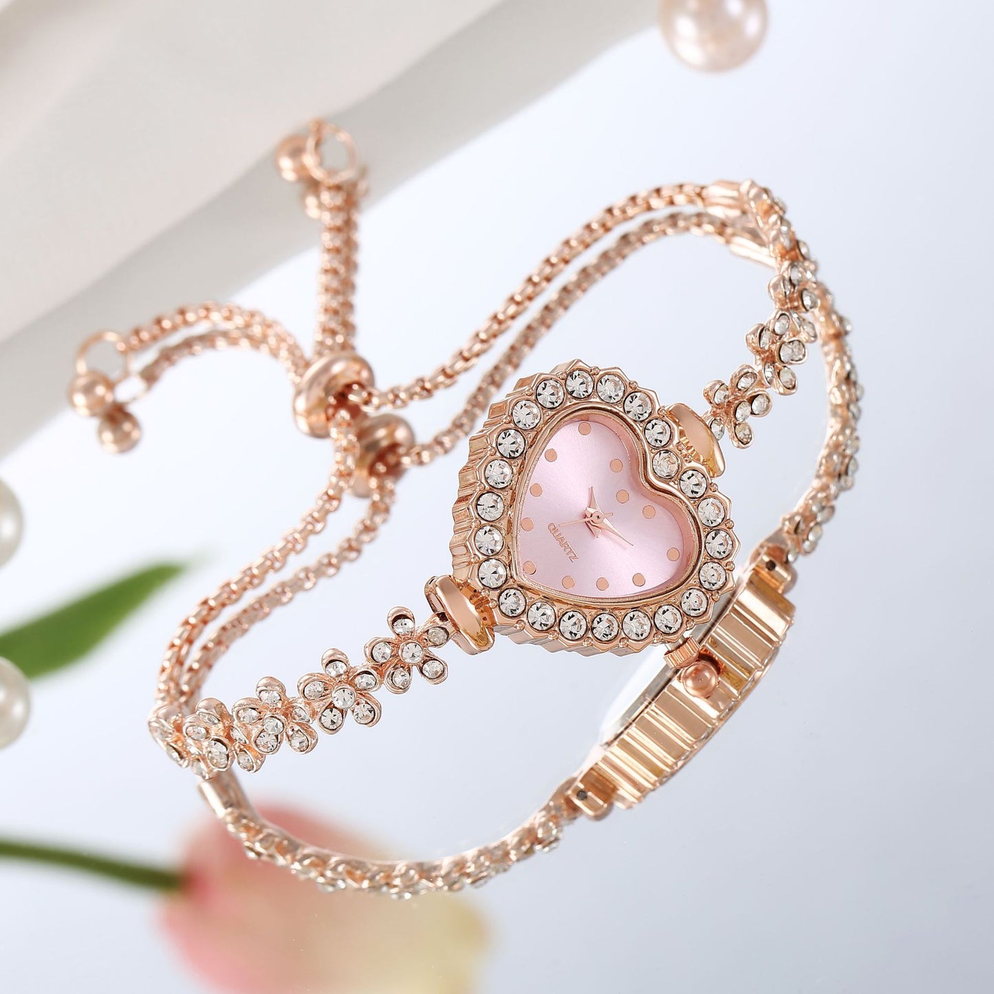 Flower Chain Diamond-embedded Women's Elegant Watch