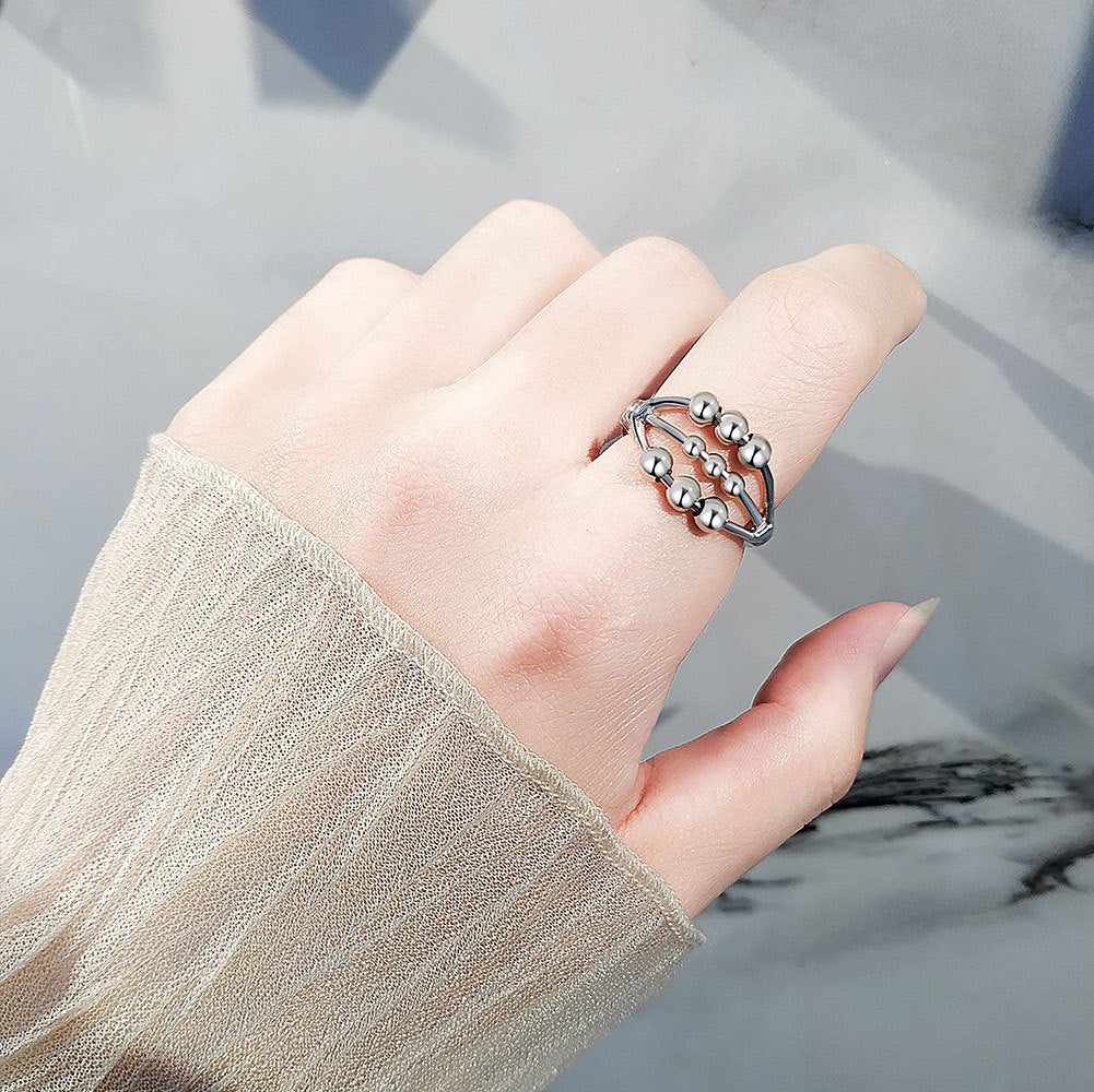 Open Adjustable Three-layer Beaded Decompression Anxiety Ring