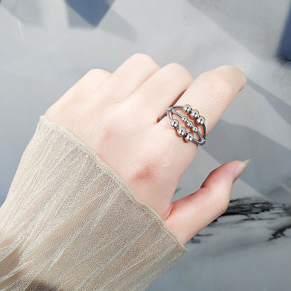Open Adjustable Three-layer Beaded Decompression Anxiety Ring