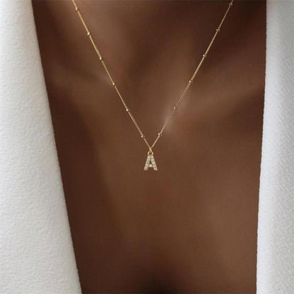 Light Luxury Diamond 26 Letter Necklace Fashion Copper Micro Zircon-inlaid Pendant