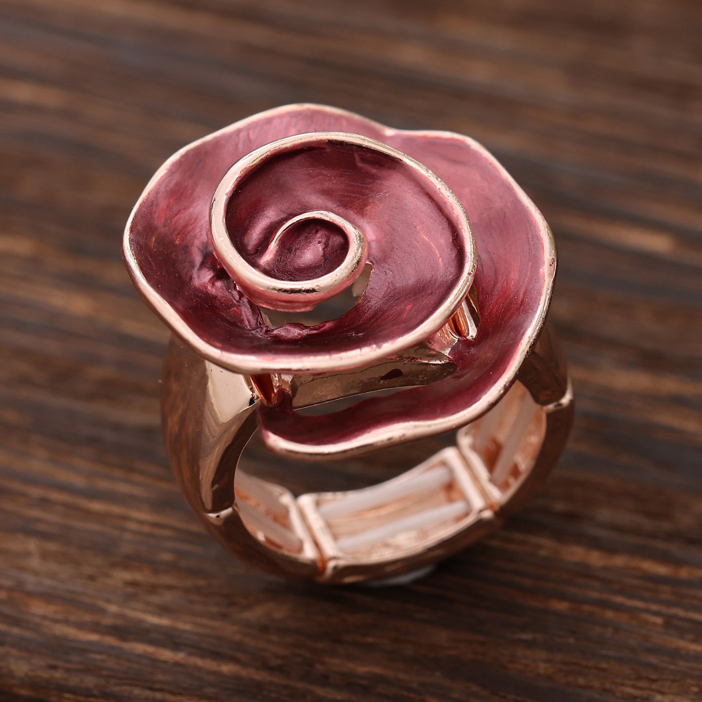 Enamel Geometric Flower Stretch Ring