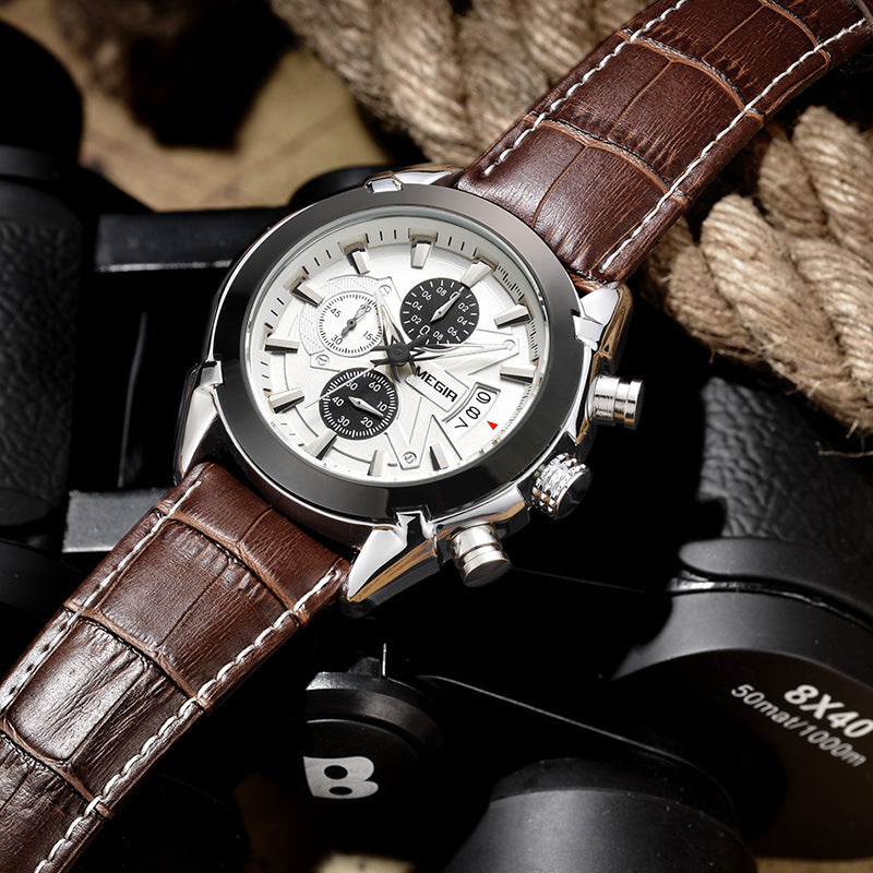 Multifunctional Quartz Three Eyes Six Needles Watch