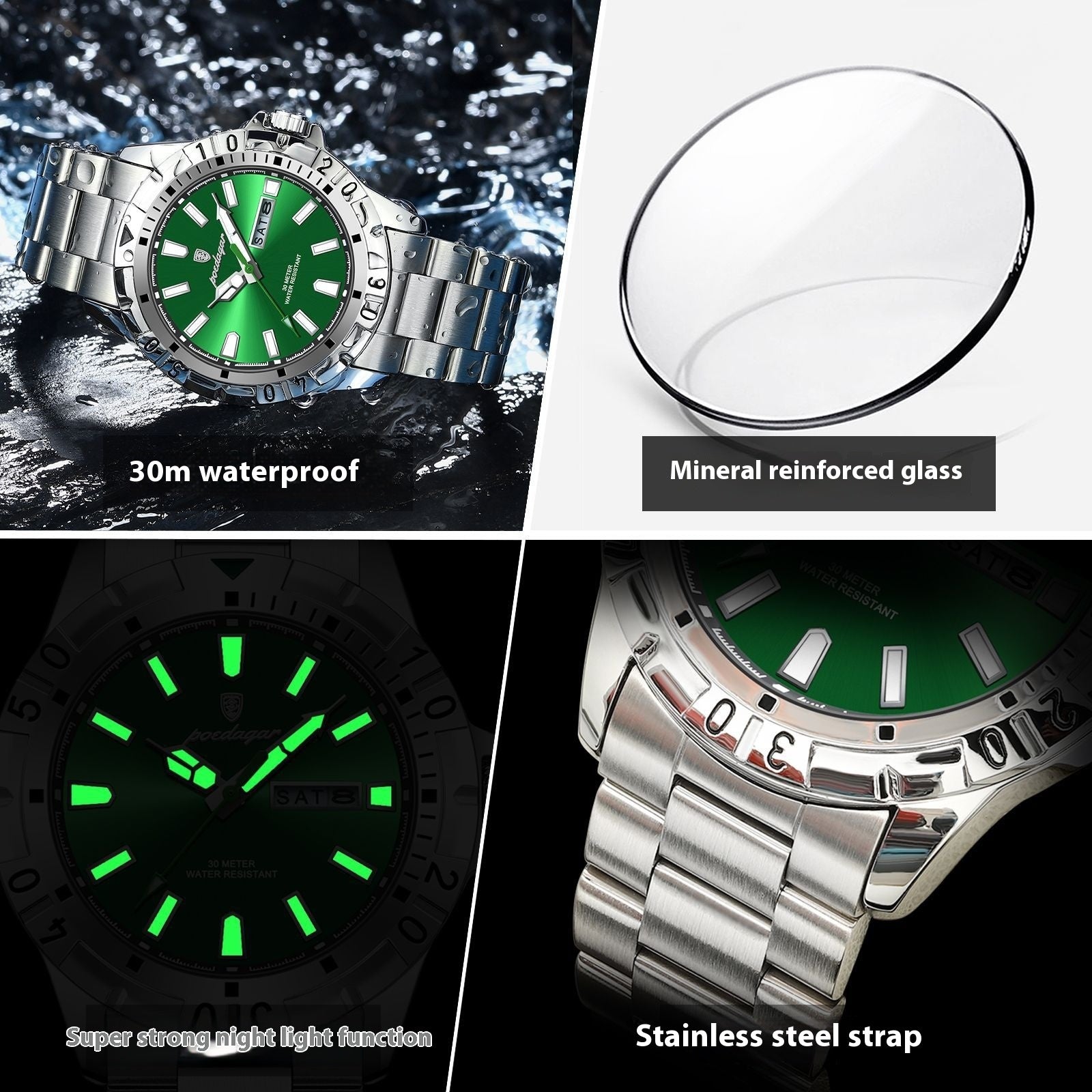 Swiss Brand Waterproof Luminous Men's Watch