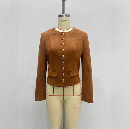 Single-breasted Short All-match New Suede Jacket