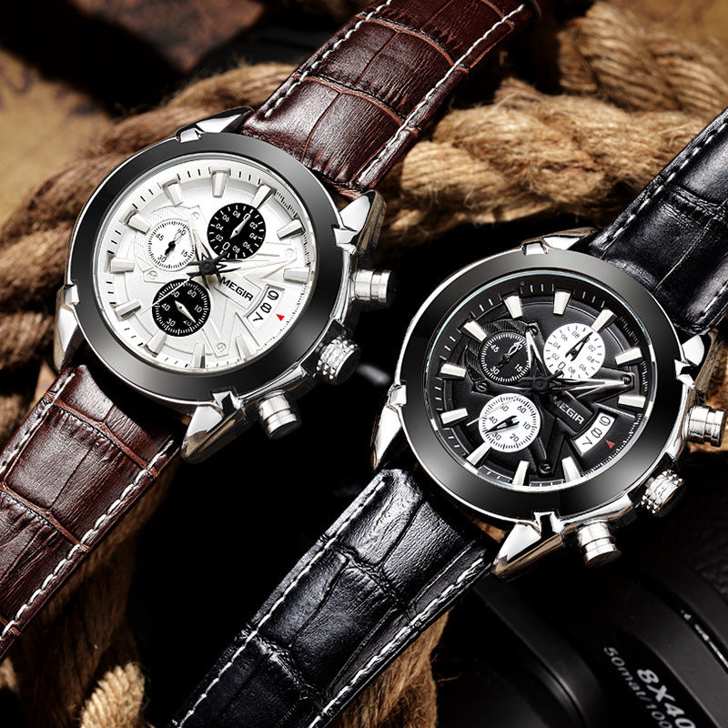 Multifunctional Quartz Three Eyes Six Needles Watch