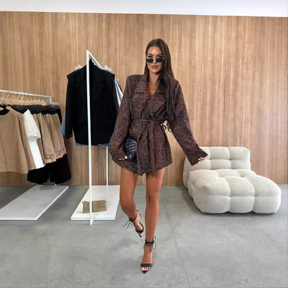 Fashion Commuter Lace Printing Long Sleeve Mid-length Women's Coat