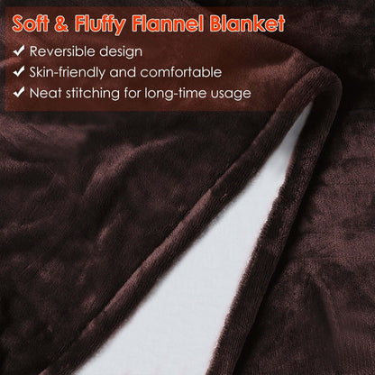 1Pc Electric Heated Flannel Throw Heated Blanket With 6 Heat Settings 1-8 Hours Auto Off Washable For Home Office Usage 59x50in