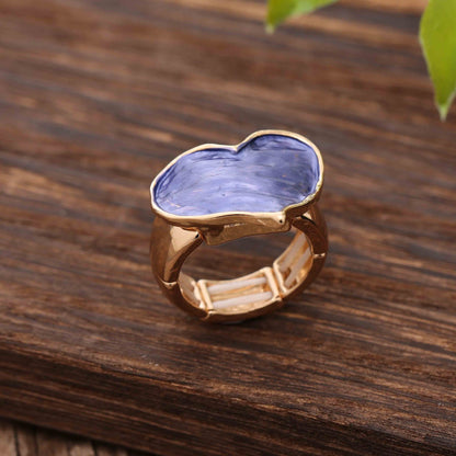 Enamel Geometric Flower Stretch Ring