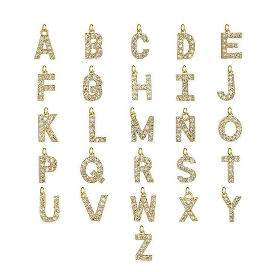 Light Luxury Diamond 26 Letter Necklace Fashion Copper Micro Zircon-inlaid Pendant