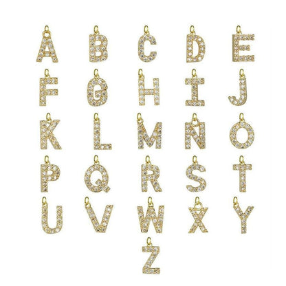 Light Luxury Diamond 26 Letter Necklace Fashion Copper Micro Zircon-inlaid Pendant