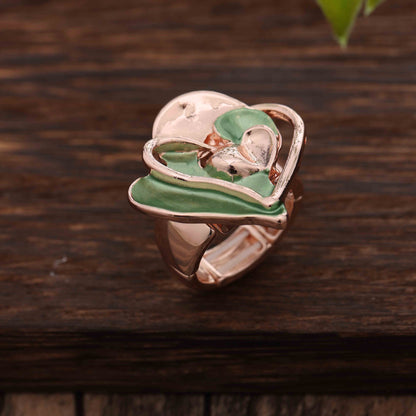 Enamel Geometric Flower Stretch Ring